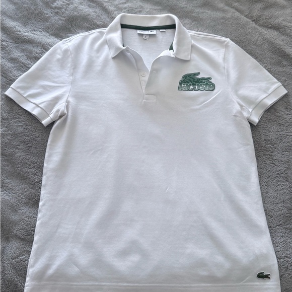 Lacoste White Polo Shirt with Green Crocodile Logo - Picture 2 of 6